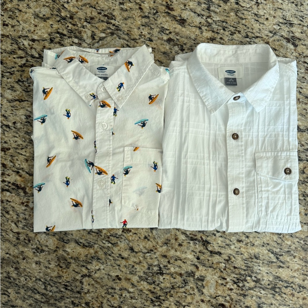 Old Navy White and Graphic Button-Up Shirts Size 10-12